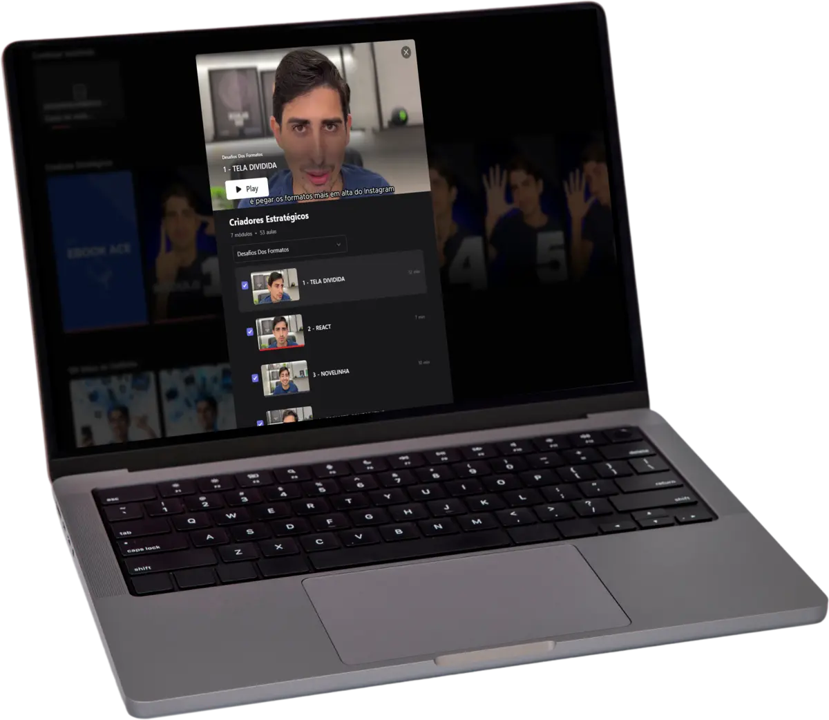 Academia dos Criadores Estratégicos exibida em um notebook