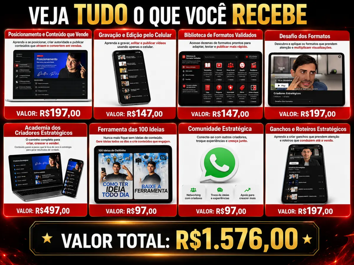 Todos os produtos incluídos somam R$ 1.576